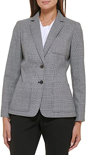 Tommy Hilfiger Women's Business Jacket Single-Button Blazer, Black, 6