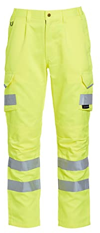 Blackrock Hi Vis Yellow Polycotton Work Trousers, 34' Waist 32' Leg