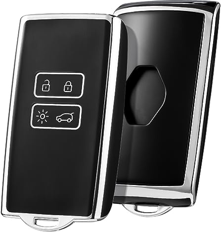 OATSBASF Autoschlüssel Hülle für Renault, Schlüsselhülle Cover für Renault Clio Espace 5 Master Bus Talisman Megane USW Fluence Duster Megane Kadjar Coque Captur Zoe Koleos Scenic (YB-Schwarz)