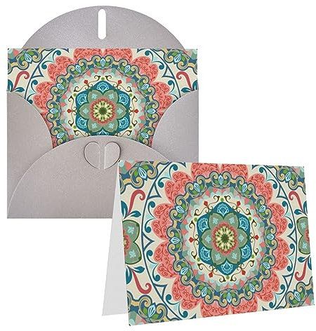 UNIOND Vintage Mandala Blumen Druck Grußkarten Personalisierte Dankeskarte Blanko Notizkarten Mit Umschlägen Glückwunschkarten Für Weihnachten Hochzeit Geburtstag Party Alle Anlässe