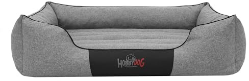 Bjird Hundebett - Hundekorb für kleine mittelgroße & große Hunde - Hundekissen - Hundesofa - Bezug abnehmbar und waschbar - Comfort - Größe: XL/XXL - Grau Kunstleinen