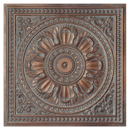 Faux Tin Ceiling Tiles Glue up, Easy to Install PVC Panels, (10-Pack,40 sq.ft) Wall Decor for Bar Cafe Club PL17 10Piece (Weather Copper)