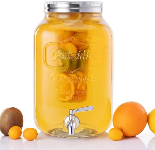 Navaris Dispenser Acqua con Rubinetto - Dispenser Bevande Acqua Aromatizzata 8 L - Include Infusore Frutta e Contenitore Ghiaccio - Spillatore per Vino e Spritz