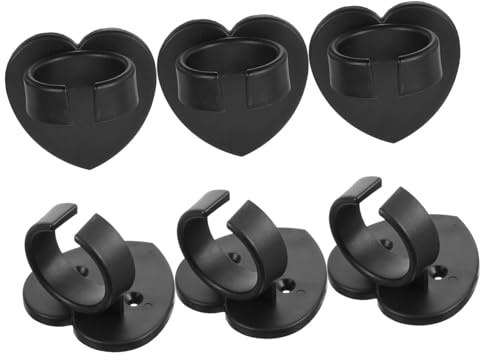 Mikrofonhalterung Herzform Wandmontage für Mikrofon und Namensschild | Abs Schwarz, Anti Rutsch und Kabelmanagement, Schlichtes Design, für Verschiedene Anlässe, 6 Stück