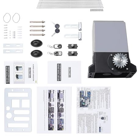 MBUYI - Set completo per porta scorrevole da 550 W, azionamento per porta del garage con 2 telecomando, motore per porta del garage con cremagliera da 6 x 1 m, per cancello del cortile, fino a 1200 kg