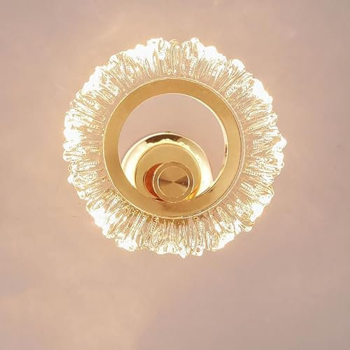 LOGT Moderne Wandleuchte, LED-Wandlampe Innen 3 Farbtemperatur Nachttischlampe Einfache Kreative Wohnzimmer Lampe Wand Kristall-Lampe Wandbeleuchtung, für Schlafzimmer Bett Flur Gold