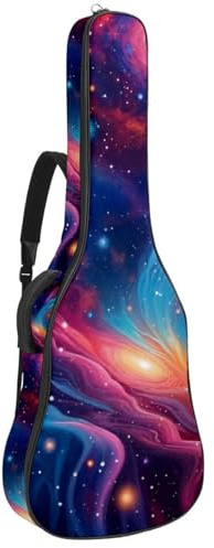 Universal Gitarrentasche, wasserdichte Gigbag für 40/41/42 Zoll Akustikgitarre mit Zubehörfach, Schutzschicht, mehrere Taschen, bunte Galaxie, mehrfarbig, 42.9x16.9x4.7 in, Gitarrentasche