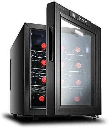 Suuim Enfriador termoeléctrico de Vino Tinto y Blanco de 12 Botellas, Mini refrigerador termoeléctrico para Bodega, 10-18 ° C/Puerta de Vidrio Doble/Temperatura Constante/con
