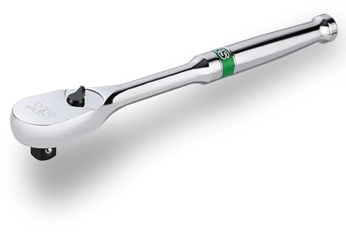 SK 3/8 Drive Ratchet Handle, Pear Head, 90-Tooth Ratchet, Alloy Steel, with Contoured Handle