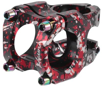 Hihaha Potence Vélo Courte Réglable Rouge 1 Pc Vélo Alliage Aluminium | Noir, Blanc, Diamètre Guidon 31.8mm, Fourche 28.6mm, Longueur 35mm, Filetage M5x0.8, Pour VTT, Route, BMX