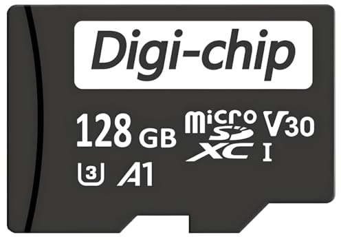 Digi-Chip Carte mémoire Micro SD 128 Go pour téléphone portable Samsung Galaxy A35, A55, M15, F15, M35, M55, C55, F55 Classe 10 UHS-1 MicroSD