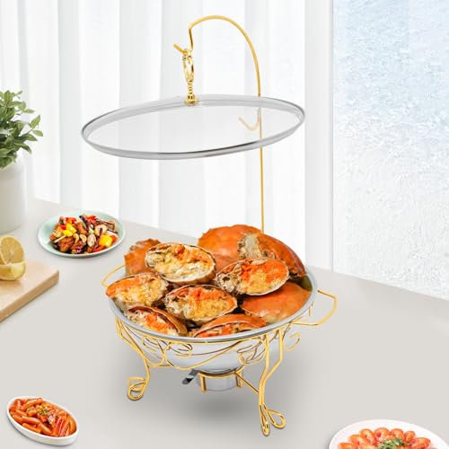 Chauffe-plats en acier inoxydable, réchaud rond, support rond, convient pour les cuisines, les restaurants de fête, les hôtels, les écoles, les camions alimentaires, les dorés