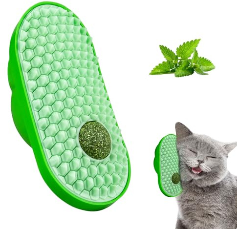Kattmynta bollar leksak för katt, kattleksak självupptagning, kattmynta kam självmassageborste för inomhus lång/korta pälskatt (grön)