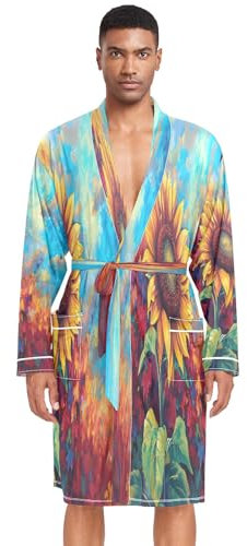 Peignoir de bain léger pour homme - Peinture à l'huile de tournesol surréaliste, Peinture à l'huile de tournesol surréaliste, L