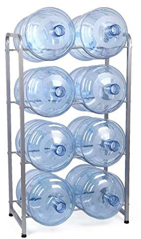 Dispensador de enfriador de agua de 5 galones, estante para 8 botellas, soporte para jarra de agua de pie de 4 niveles, ahorra espacio para el hogar y la oficina
