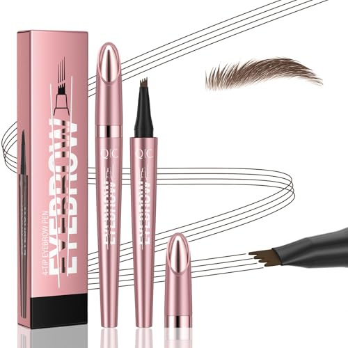 Magischer Augenbrauenstift mit 4 Mikrogabelspitzen, Lang anhaltendes Microblading Augenbrauenstifte, Wasserdichter Schweißfester Wischfest, Leicht Natürliche Augenbrauen Brauen (05#Brown)