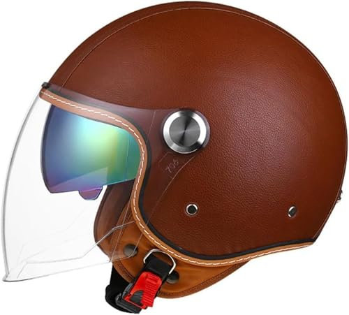 GKCEGHKS Casco A Scodella Scooter Motorino Casco Faccia Aperta retrò Aperto Caschi da Moto retrò Casco Scodella Mezzo Elmetto Moto retrò Mezzo Casco Scooter Crociera Bicicletta ECE Omologato