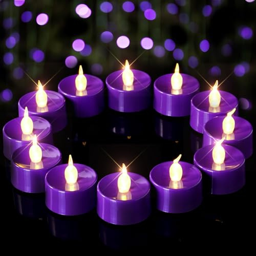 merrynights 12 Pack Green Tea Lights Candles Battery Operated, 200+ Hours | Flickering Flameless LED Tealight Candles, Bright Green Candles for Christmas Displays, Party, Halloween, Theme Green Decor