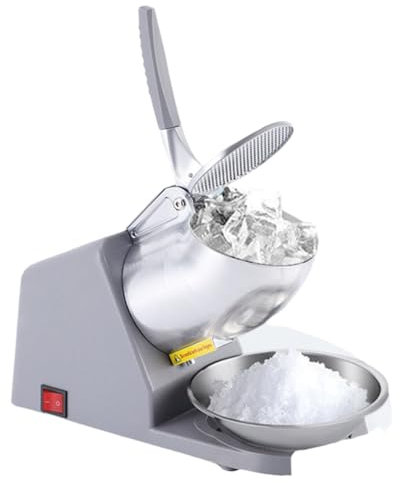Electric Dual Blades Ice Crusher, 380W Electric Shaved Ice Machine, 187 Lb/Hr Ice Crusher, Stainless Steel Shaved Ice Machine with Cover Splash Proof, for Home and Commercial Use