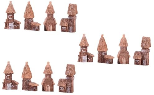 BESPORTBLE 3 Juegos Casa De Pastoral De Troncos Pequeños Adornos Mini Cabaña De Hadas Casa De Plantas Artificiales Casa Solar En Miniatura Macetas Invernadero Falso Casas 4 Uds * 3