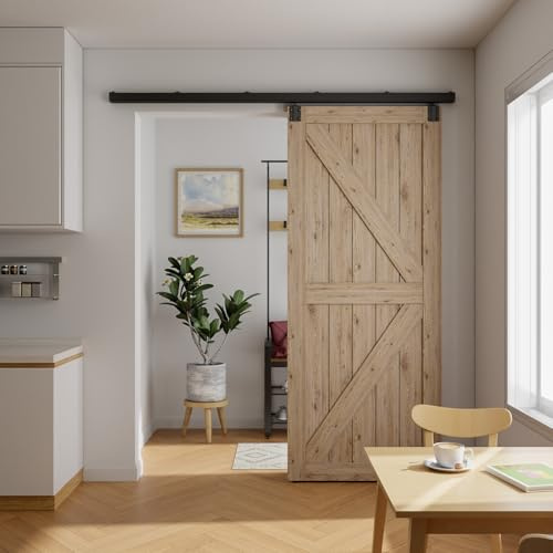 TSMST 6,6 FT/200 cm Skjutdörrssats Hardware Kit aluminiumlegering väggfäste, skjutdörrsystem komplett set för skjutdörrar släta och tunga för enkeldörr