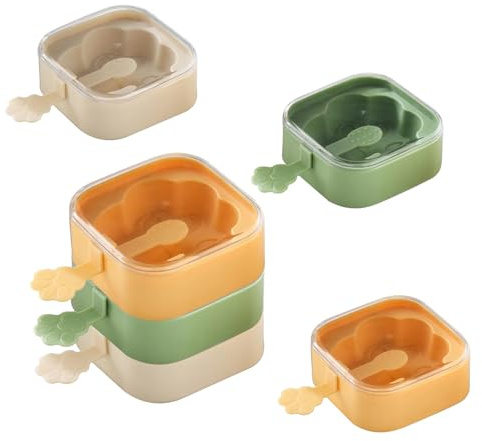 MIUPOO Ice Cream Mold,Stackable Popsicle Molds,Cake Mould,Homemade Popsicle Molds,Silicone Mould,Reusable White Silicone Popcical Molds,Set of 3, white,green,yellow