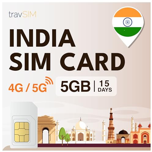 travSIM Schede SIM india | 15 Giorni - 05 GB a velocità 5G/4G | Travel SIM India per rimanere connessi | Assistenza 24 ore su 24, 7 giorni su 7