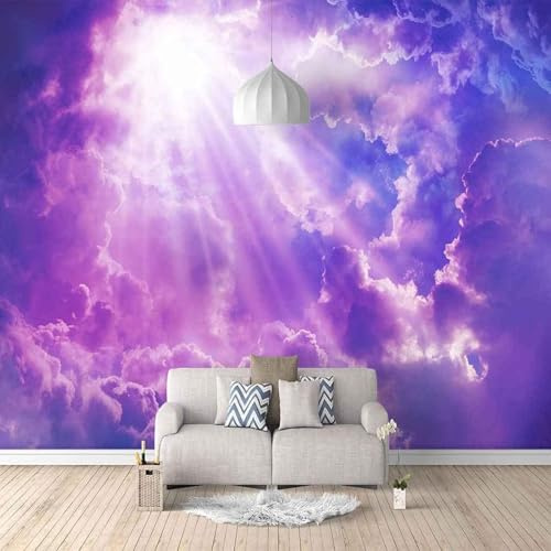 XLMING Soleil Cubique Ciel Violet 3D Papier Peint Premium Texturé Soie Bureau Salle à Manger Salon Chambre Coucher Canapé TV Mur-200cm×140cm