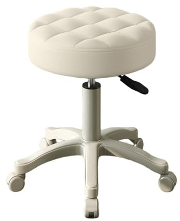 Hxtutglrp Rollhocker Höhenverstellbar Drehhocker mit Rädern - Moderner Kleiner Rollhocker für Friseursalon, Tattoo Studio, Massage - 360° Drehbar, Armlehnenfrei, wasserdichte Kunstleder