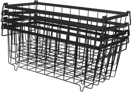 CTIRCHIU 4 piezas Cestas Organizadoras para Congelador de Hierro con Asas Ergonómicas de Unidades Resistentes para Almacenamiento Versátil Congeladores y Frigoríficos Tipo Arcón Diseño