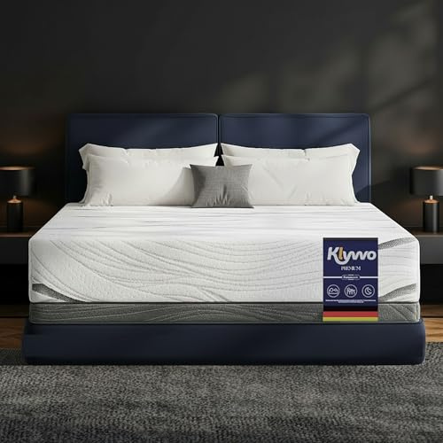 Klyvvo Mousse Cellules Froides & Mémoire de Forme Matelas 140x190, 20 épaisseur, Réversible 2 duretés, Respirant, 7 Zones Sout idéal Toutes pos, Amovible fac Netto, Essai 100nuits, 2 Personnes