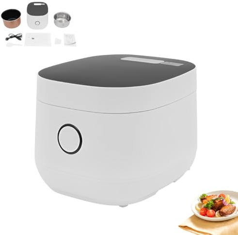 Mini cuociriso con pentola interna in acciaio inox, 5 litri, pentola interna (20 × 15 cm), 9 funzioni multicooker, prefisso 24 ore, collettore di vapore, adatto per 5 – 8 persone, 900 Watt