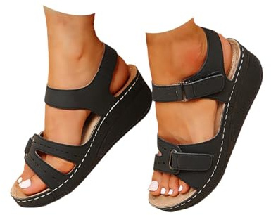 Nuoke shoes for women uk, Sandals for Women 2026 Orthopedic Ladies Sandals With Arch Support Summer Slip Wide Fit Walking Slip Casual Beach Slingback Slide Sport Shoes Black 5.5