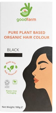 Pure Plant Based Organic Hair Colour Black 100g (4 x 25g) | Certified Organic Herbal Powder Dye | Includes Compostable Gloves & Cap | No Peroxide, No Ammonia, No PPD, No Parabens