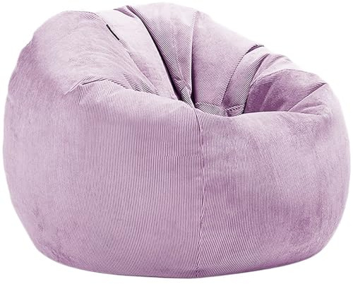 OPIGJUFD Funda para Silla De Puf Funda de puf Pana sin Relleno, sillón, salón, rincón, Juego, película, Saco(Light Purple,D70cm-2.3ft-Cover)