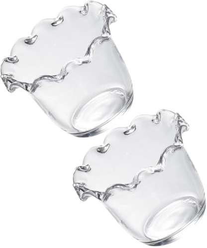 GALPADA Set 2 Pezzi Ciotole da Dessert in Vetro per Frutta e Insalata, Facili da Pulire Design Semplice, per Feste e Matrimoni in Cucina