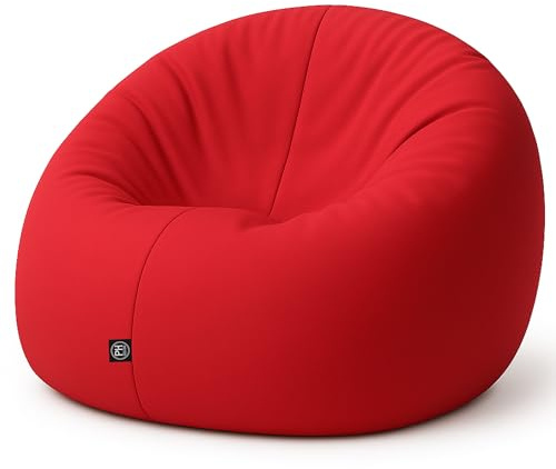 PATCH HOME 2 in 1 Funktion Sitzsack Sessel Bean Bag Sitzsäcke Gaming mit Reißverschluss bereits befüllt - Ø 100cm - Rot