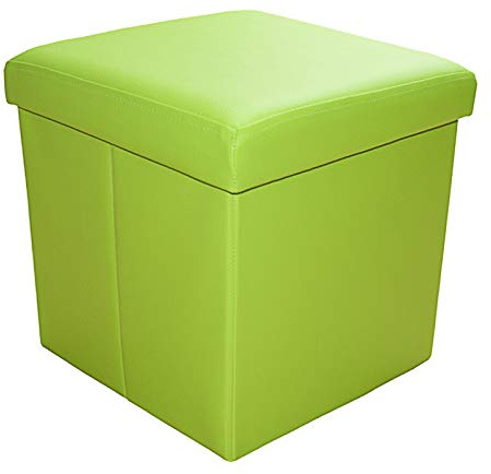 Style home Sitzhocker mit Stauraum faltbar 38x38x38cm Kunstleder Grün | klappbar Sitzwürfel Sitztruhe Fußhocker, Aufbewahrungsbox mit Deckel, belastbar bis 150kg, für Wohnzimmer Schlafzimmer Flur