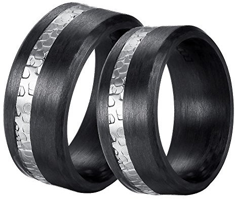 DOOSTI Carbon Ringe/Partnerringe Carbon mit Edelstahl
