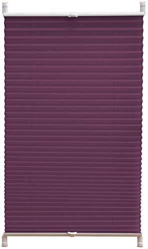 Deco4Me Plissee ohne Bohren (75 x 140 cm, Aubergine Crash) - Blickdicht, lichtdurchlässig, Keine Verdunkelung - Jalousien zum Klemmen - Faltrollos für Fenster