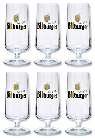 Bitburger Juego de vasos de cristal con forma de tulipanes (6 unidades, 0,2 L, calibrados)