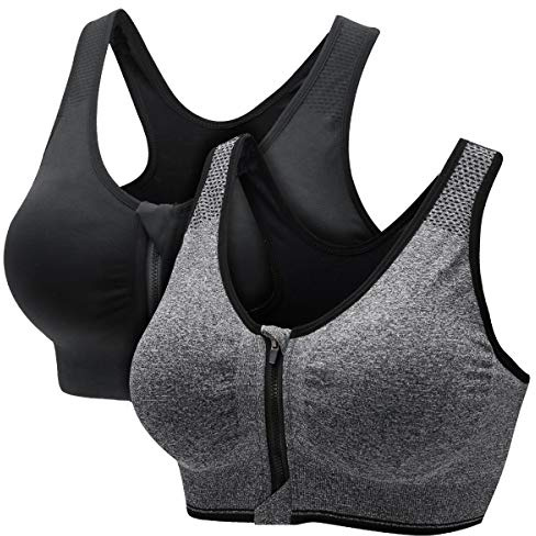 CARETOO Sport-BH för kvinnor, starkt stöd, aktiv bh, höjd, träning, bustier för yoga, fitness – med dragkedja