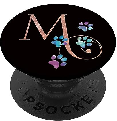 PopSockets Rosa Monogramm Buchstabe M Katze Hund Regenbogen Pfote PopSockets mit austauschbarem PopGrip