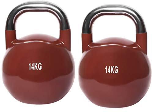 ZYCSKTL Kettlebells Frauenhaus Fitness Classic Kettle, Männer Physical Training Muskelaufbau Stahlkettle, Turnhalle Kettle (Color : 14kg*2 Brown)