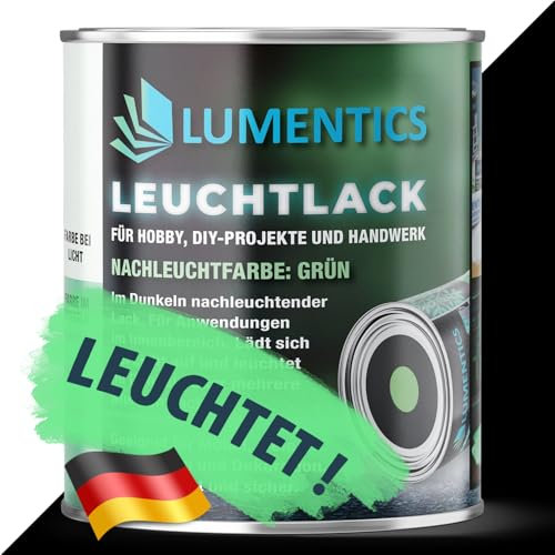 LUMENTICS Lack nachleuchtend grün 250ml - Leuchtet im Dunkeln - Selbstleuchtende Farbe auf Acrylbasis - Leuchtfarbe phosphoreszierend- Made in Germany