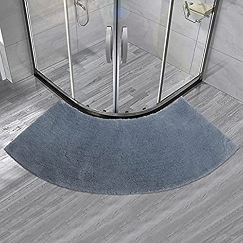 DFEO Gebogene Duschmatte, 45X143CM Badezimmerteppich Groß, Duschmatte Halbrund Mit Halb-Rundem Ausschnitt Flauschigweich, Vorleger Rundung Der Dusche An. (Grey)