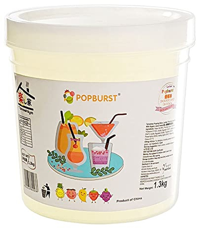 Tanoshiya Popping Boba Fruity Flavour Bursting Bubbles 1.3kg | Tapioca Pearl for Desserts & Drink Toppings - Lychee Flavour