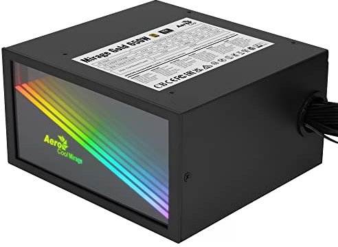 Aerocool MIRAGEGOLD650, Fuente Alimentación PC 650W, RGB Infinity Mirror, 80Plus Gold, Condensadores Japoneses
