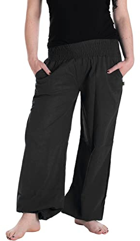 Vishes - Alternative Bekleidung - Lange Damen Sommerhose Haremshose Schlupfhose einfarbig Dehnbund Einheitsgröße (34-46)