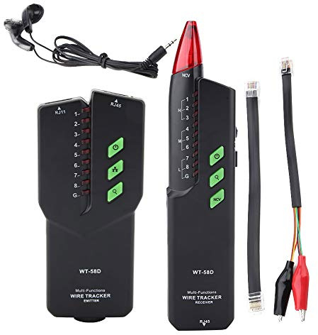 Akozon WT-58D Strumento di localizzazione di rilevatori di fili per rilevatori di cavi per telefono portatile Network Tester per cavi di rete